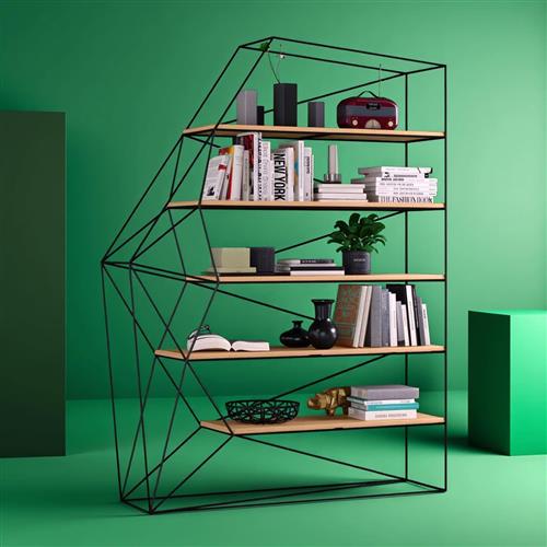 Libreria a giorno in acciaio e legno Rock