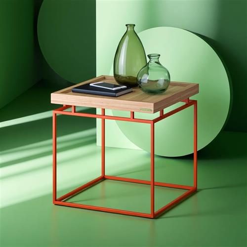 Square wooden coffee table and metal base Lafett